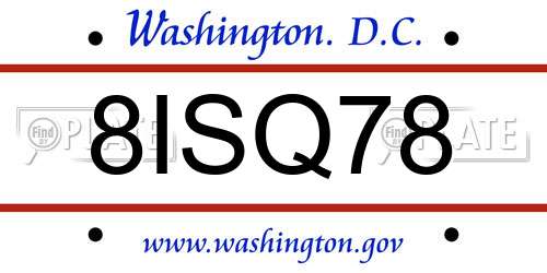 8ISQ78 District Of Columbia License Plate