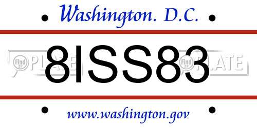 8ISS83 District Of Columbia License Plate