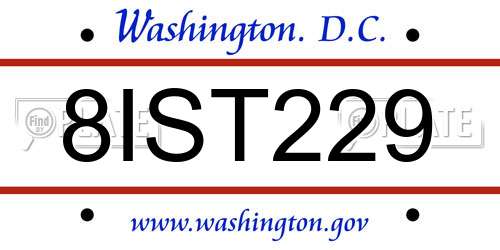 8IST229 District Of Columbia License Plate