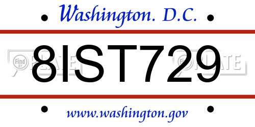 8IST729 District Of Columbia License Plate