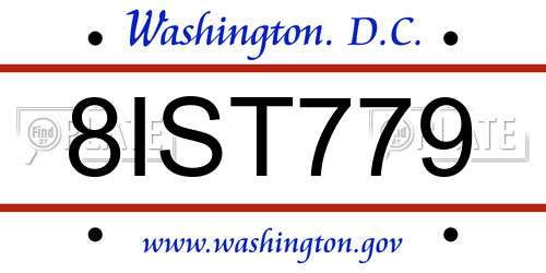 8IST779 District Of Columbia License Plate