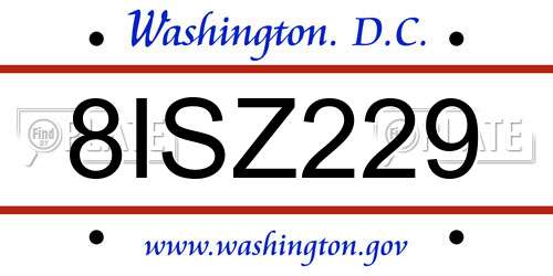 8ISZ229 District Of Columbia License Plate
