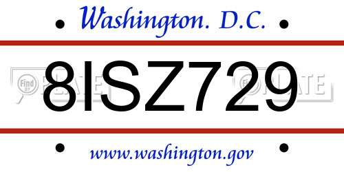 8ISZ729 District Of Columbia License Plate