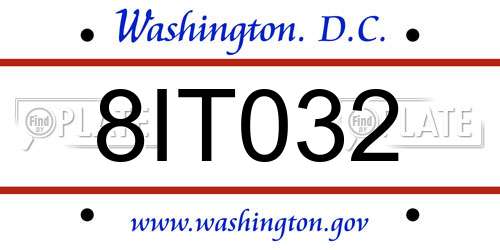 8IT032 District Of Columbia License Plate