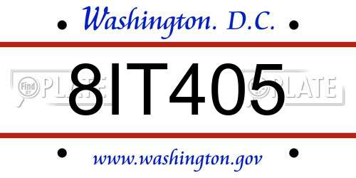 8IT405 District Of Columbia License Plate