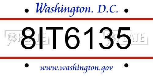 8IT6135 District Of Columbia License Plate