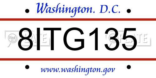 8ITG135 District Of Columbia License Plate