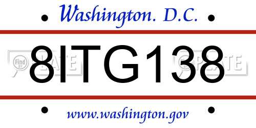 8ITG138 District Of Columbia License Plate