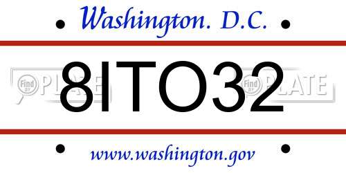 8ITO32 District Of Columbia License Plate