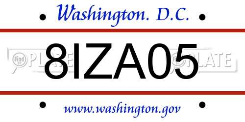 8IZA05 District Of Columbia License Plate