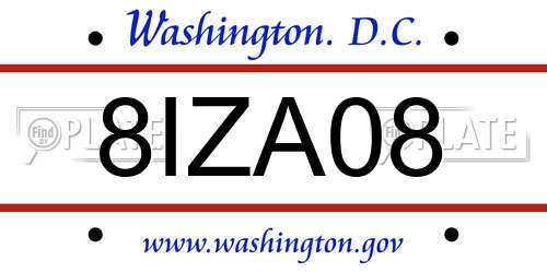 8IZA08 District Of Columbia License Plate