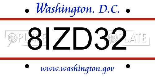 8IZD32 District Of Columbia License Plate