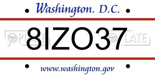 8IZO37 District Of Columbia License Plate