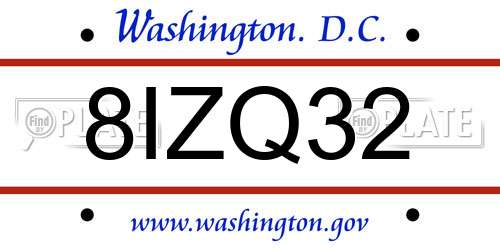 8IZQ32 District Of Columbia License Plate