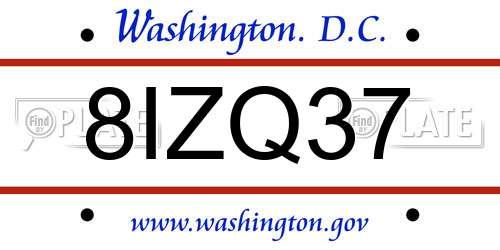 8IZQ37 District Of Columbia License Plate
