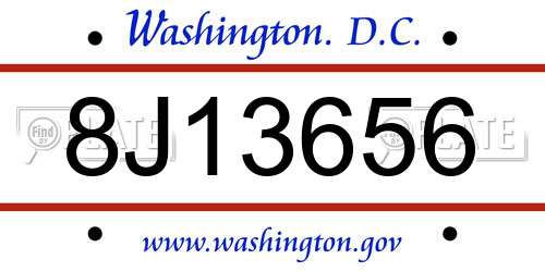 8J13656 District Of Columbia License Plate