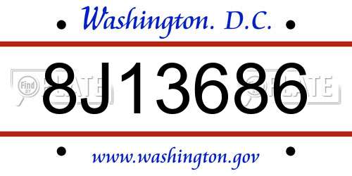 8J13686 District Of Columbia License Plate