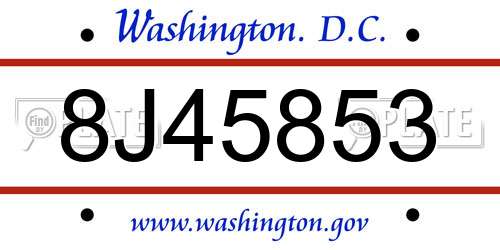 8J45853 District Of Columbia License Plate