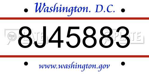 8J45883 District Of Columbia License Plate