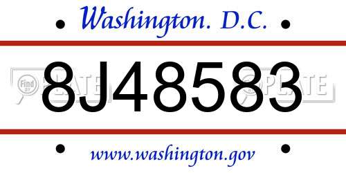 8J48583 District Of Columbia License Plate