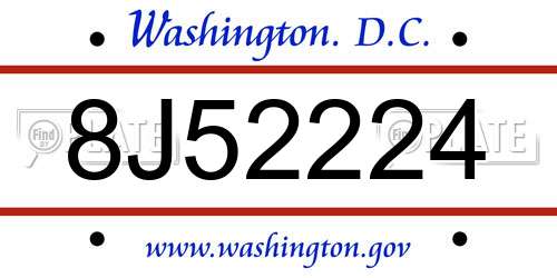 8J52224 District Of Columbia License Plate