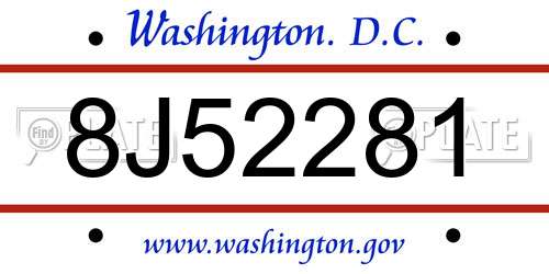 8J52281 District Of Columbia License Plate