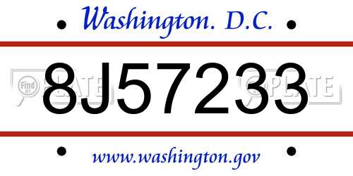 8J57233 District Of Columbia License Plate