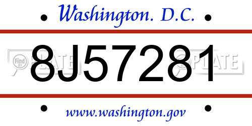 8J57281 District Of Columbia License Plate