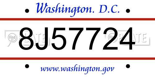 8J57724 District Of Columbia License Plate