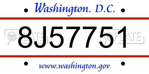 8J57751 District Of Columbia License Plate
