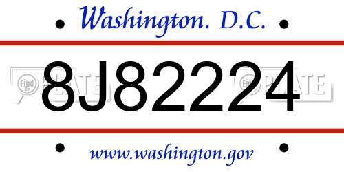 8J82224 District Of Columbia License Plate
