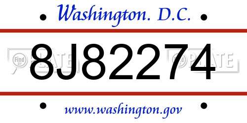 8J82274 District Of Columbia License Plate