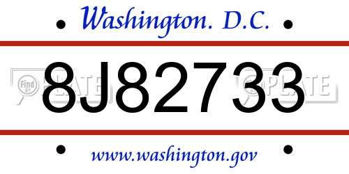 8J82733 District Of Columbia License Plate