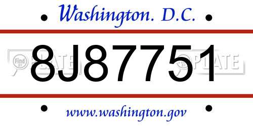 8J87751 District Of Columbia License Plate