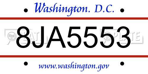 8JA5553 District Of Columbia License Plate