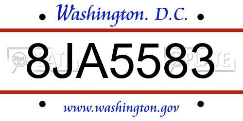 8JA5583 District Of Columbia License Plate