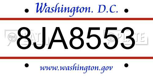 8JA8553 District Of Columbia License Plate