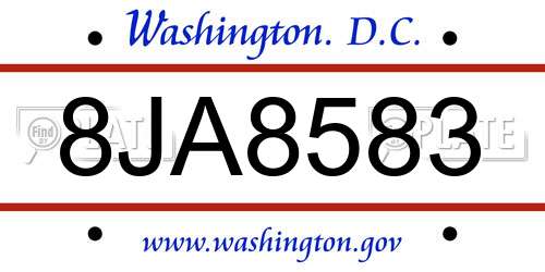 8JA8583 District Of Columbia License Plate