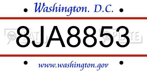 8JA8853 District Of Columbia License Plate