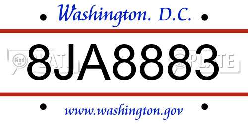 8JA8883 District Of Columbia License Plate