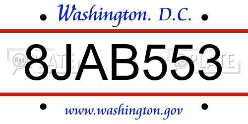 8JAB553 District Of Columbia License Plate