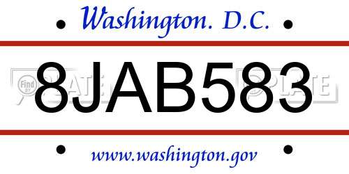 8JAB583 District Of Columbia License Plate