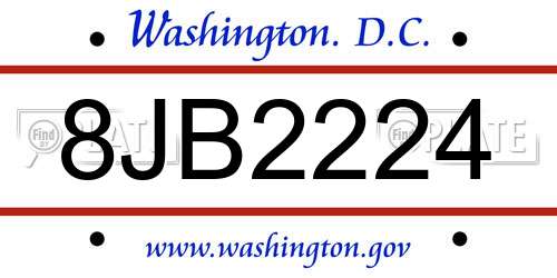 8JB2224 District Of Columbia License Plate