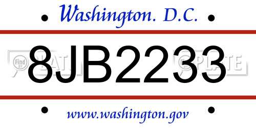 8JB2233 District Of Columbia License Plate