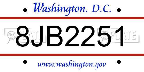 8JB2251 District Of Columbia License Plate