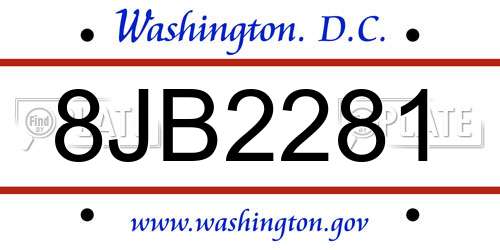 8JB2281 District Of Columbia License Plate