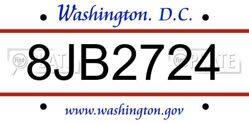 8JB2724 District Of Columbia License Plate
