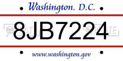 8JB7224 District Of Columbia License Plate
