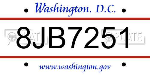 8JB7251 District Of Columbia License Plate