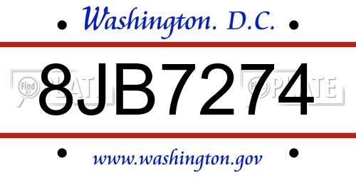 8JB7274 District Of Columbia License Plate